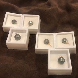 💯 14K Black Tahitian Pearl Earrings/Pendant Set